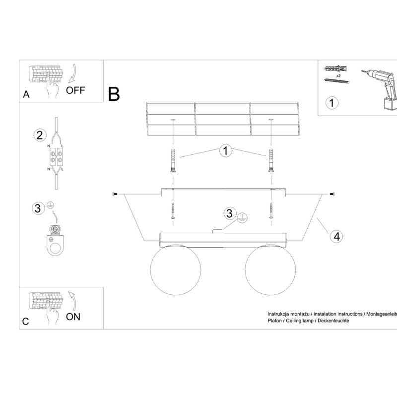 Plafond Sollux Lighting YOLI 2 hvid 1 stk.