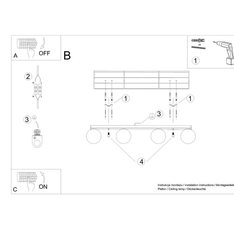 Plafond Sollux Lighting YOLI 4 hvid 1 stk.