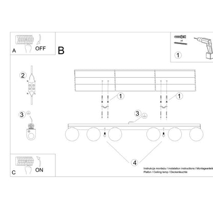 Sollux Lighting YOLI 6 sort plafondel, 1 stk.