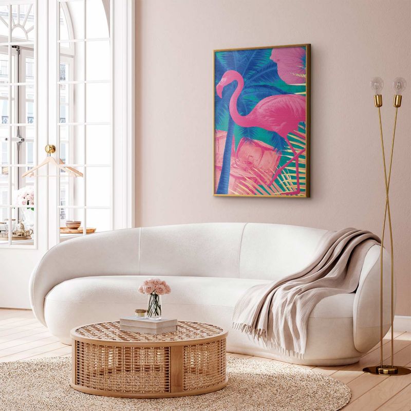 Artgeist abstrakt flamingo plakat 40 x 60 cm med guldramme, 1 stk