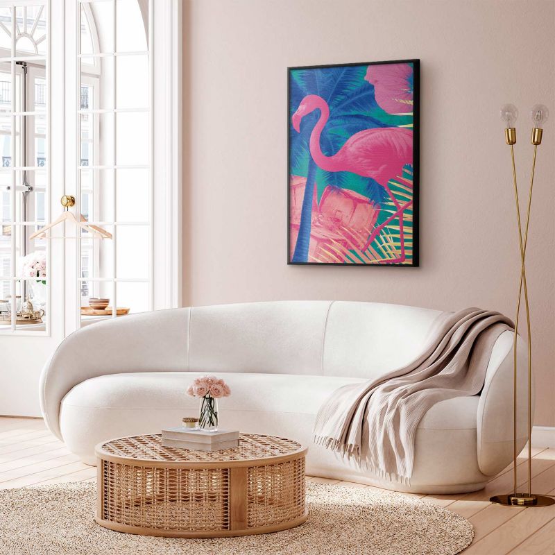 Artgeist abstrakt flamingo plakat 60x90 cm med sort ramme, 1 stk