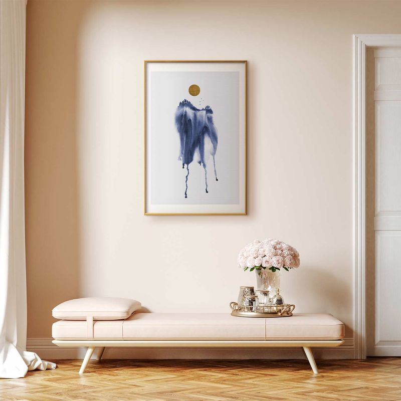 Artgeist plakat akvarel abstraktion 29,7x42 cm med guldramme, 1 stk