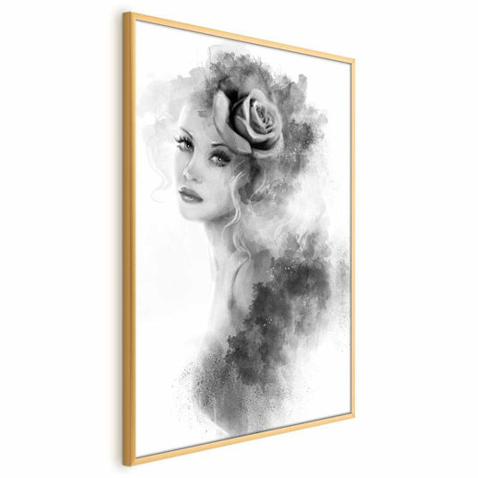 Artgeist akvarelportræt plakat 21 x 30 cm med guldramme, 1 stk