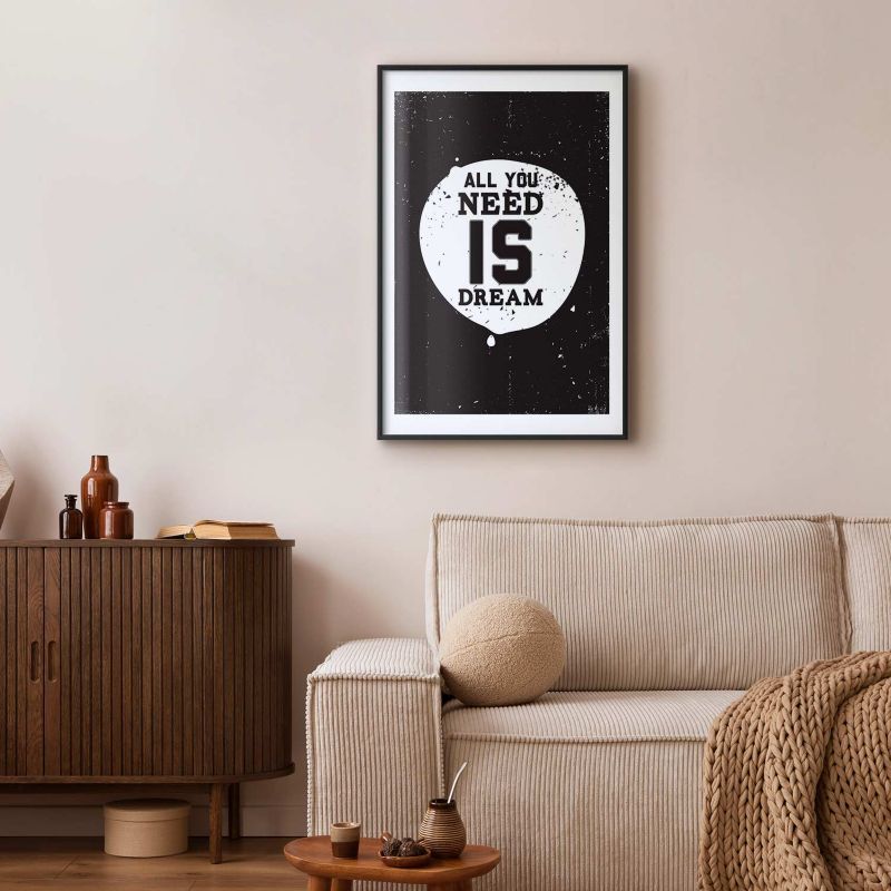 Artgeist-plakat "All you need" 21 x 30 cm med sort ramme, 1 stk