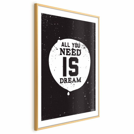 Artgeist All you need plakat 60x90 cm med guldramme, 1 stk