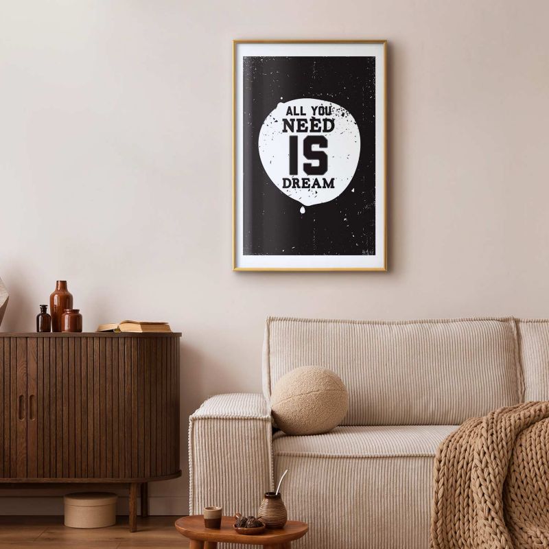 Artgeist All you need plakat 60x90 cm med guldramme, 1 stk