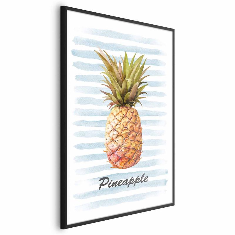 Artgeist plakat Ananas og striber 21x30 cm med sort ramme, 1 stk