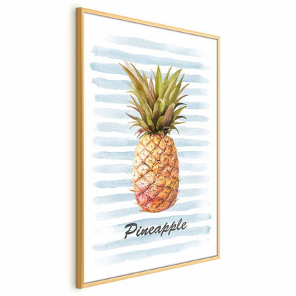 Artgeist plakat Ananas og striber 21x30 cm med guldramme, 1 stk