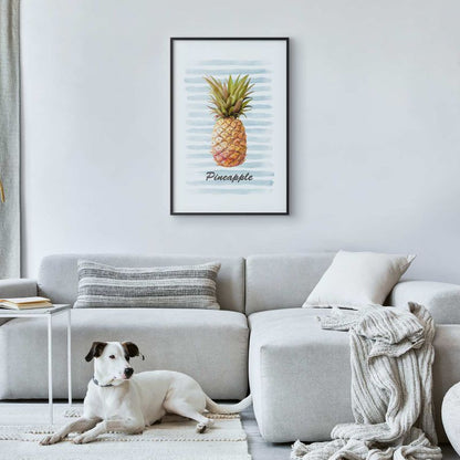 Artgeist plakat Ananas og striber 40x60 cm med sort ramme, 1 stk