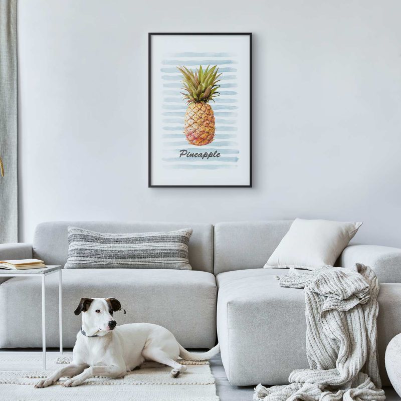 Artgeist plakat Ananas og striber 60x90 cm med sort ramme, 1 stk