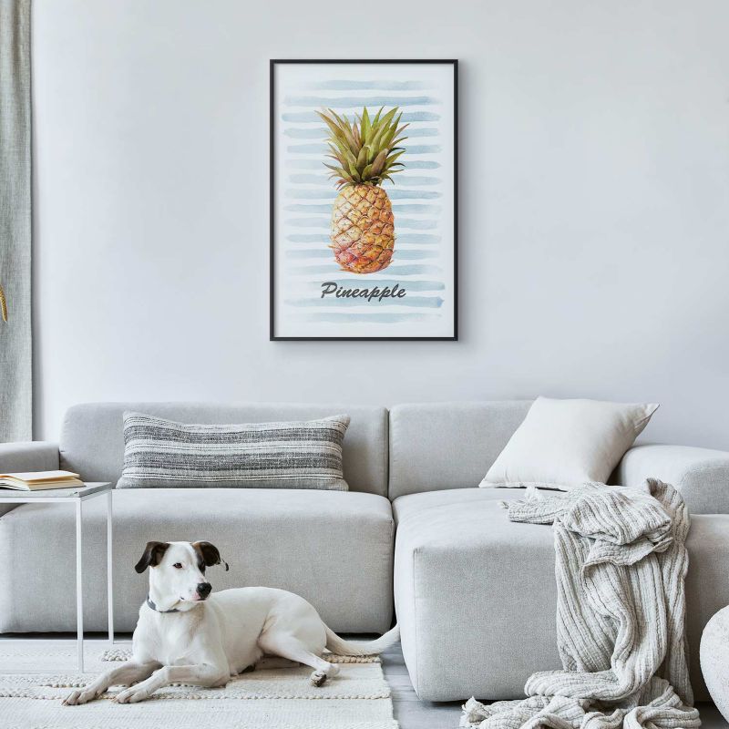 Artgeist plakat Ananas og striber 60 x 90 cm med sort ramme, 1 stk
