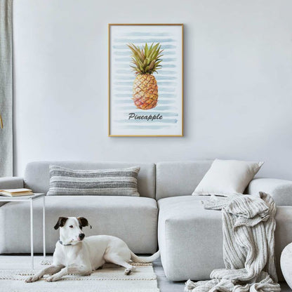 Artgeist plakat Ananas og striber 60 x 90 cm med guldramme, 1 stk