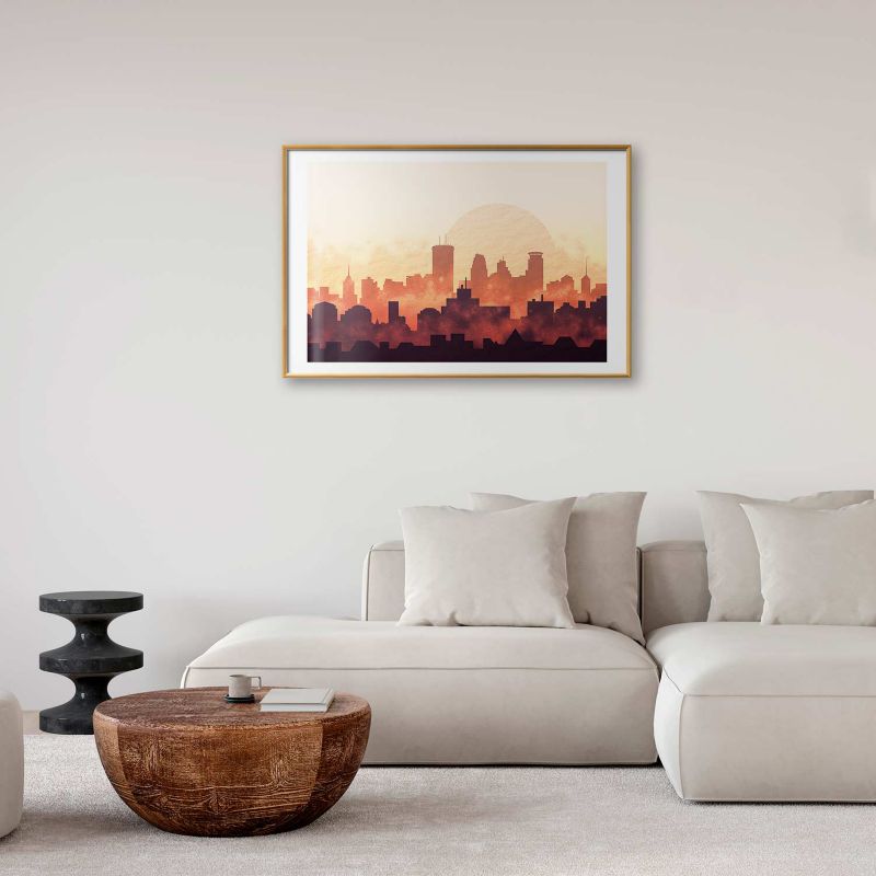 Artgeist plakat byens glød 90 x 60 cm med guldramme, 1 stk