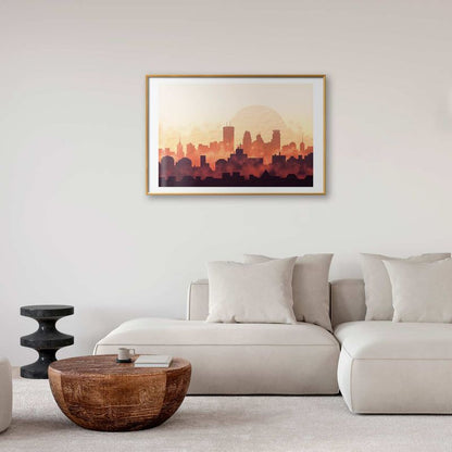 Artgeist plakat byens glød 90 x 60 cm med guldramme, 1 stk