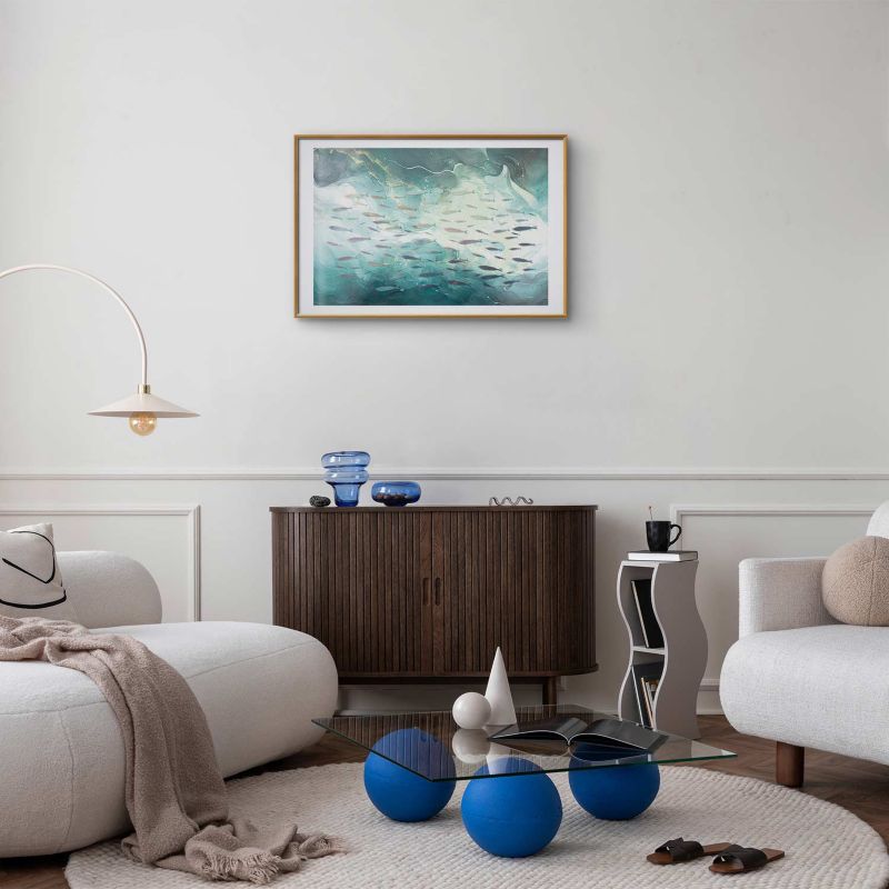 Artgeist plakat Fiskestime 90 x 60 cm med guldramme, 1 stk