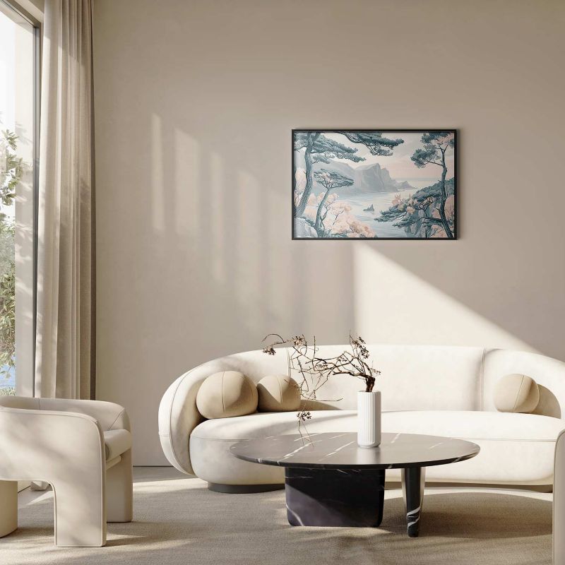 Artgeist plakat blå kyst 30x21 cm med sort ramme, 1 stk