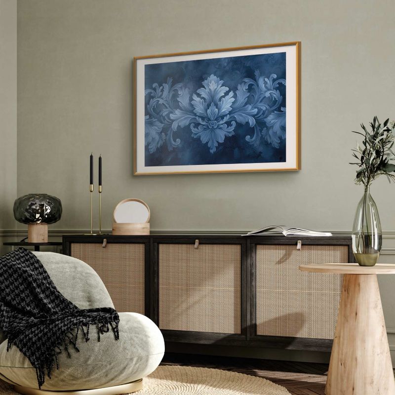 Plakat Artgeist Blå ornament 60 x 40 cm med guldramme 1 stk