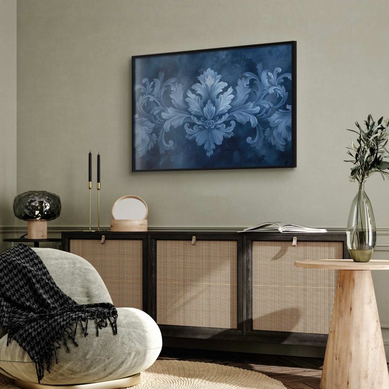 Artgeist plakat Blå ornament 90 x 60 cm med sort ramme, 1 stk