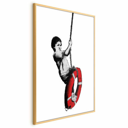Artgeist Banksy plakat: Dreng 21 x 30 cm med guldramme, 1 stk