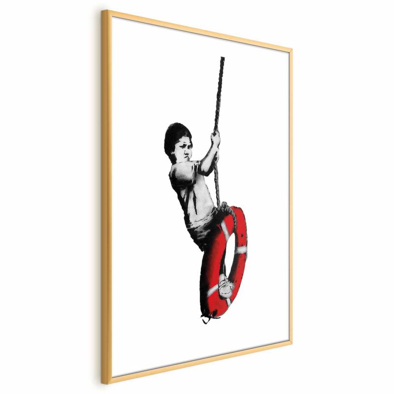 Artgeist Banksy plakat: Dreng 21 x 30 cm med guldramme, 1 stk
