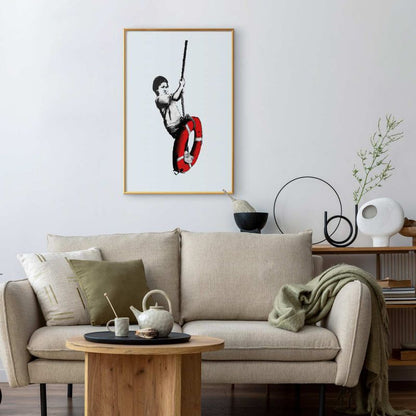 Artgeist Banksy-plakat: Dreng 29,7 x 42 cm med guldramme, 1 stk