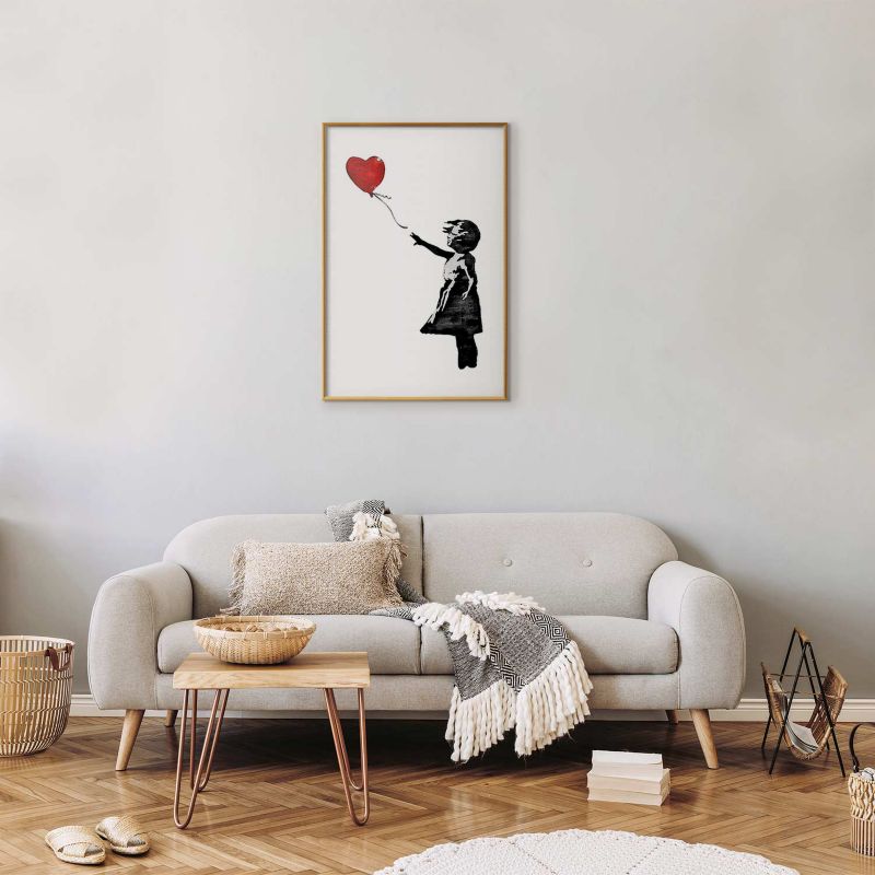 Artgeist Banksy-plakat: Pige 40 x 60 cm med gyldent ramme, 1 stk