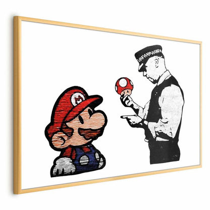 Artgeist Banksy plakat: Svampeplukker 30x21 cm med guldramme, 1 stk