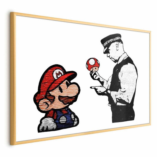 Artgeist Banksy plakat: Svampeplukker 30x21 cm med guldramme, 1 stk