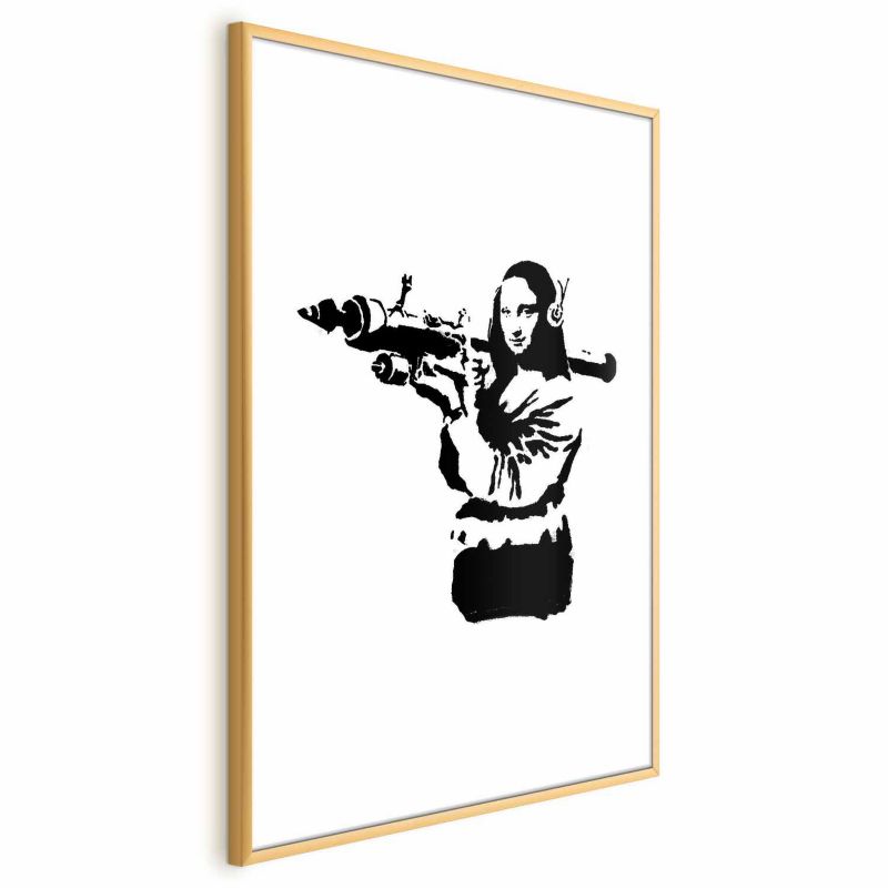 Artgeist Banksy Mona Lisa plakat 40 x 60 cm med guldramme, 1 stk