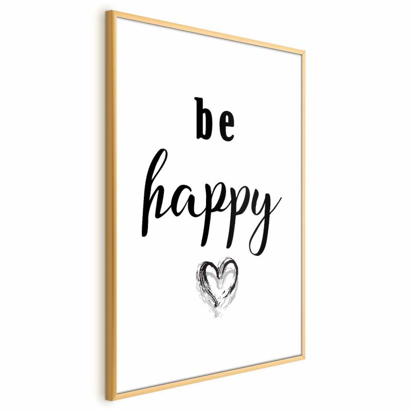 Artgeist plakat Be happy 29,7 x 42 cm med guldramme, 1 stk