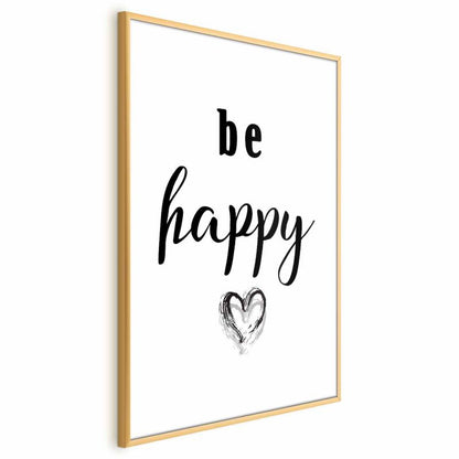 Artgeist plakat Be happy 29,7 x 42 cm med guldramme, 1 stk