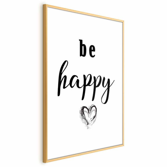 Artgeist plakat Be happy 29,7 x 42 cm med guldramme, 1 stk