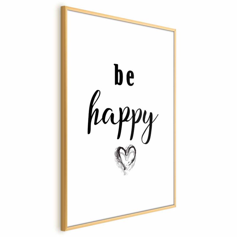Artgeist Be happy plakat 40x60 cm med guldramme, 1 stk