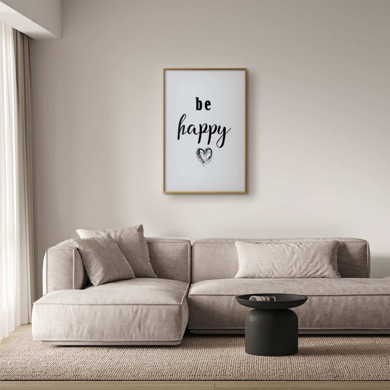 Artgeist Be happy plakat 40x60 cm med guldramme, 1 stk