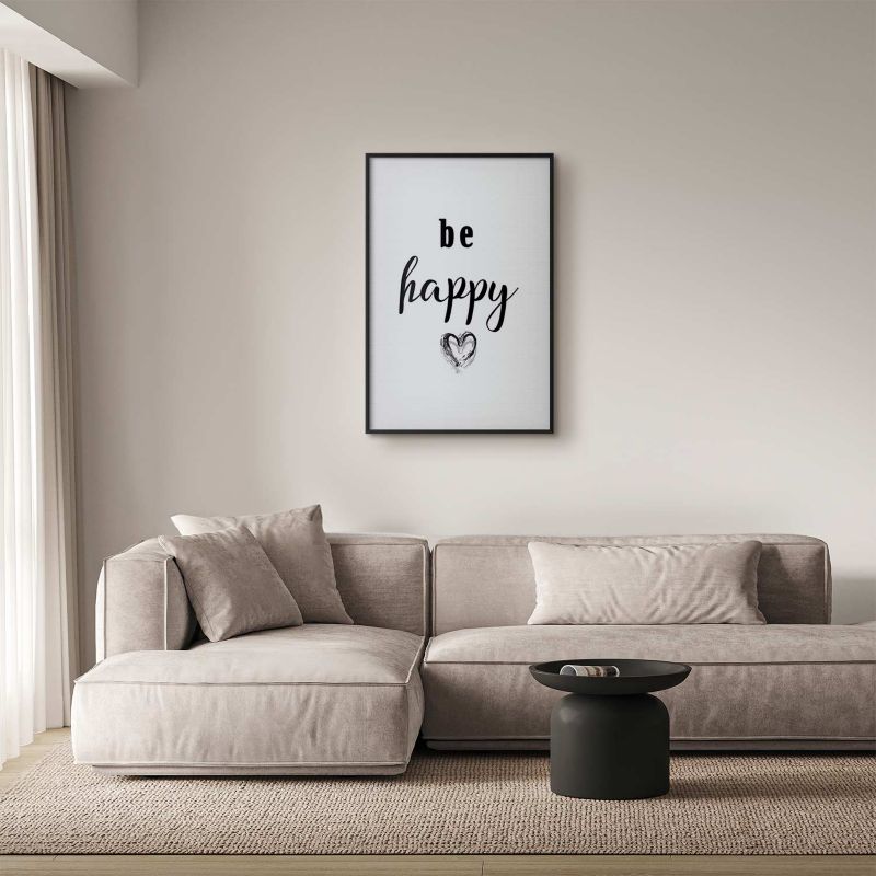Artgeist Be happy plakat 60x90 cm med sort ramme, 1 stk