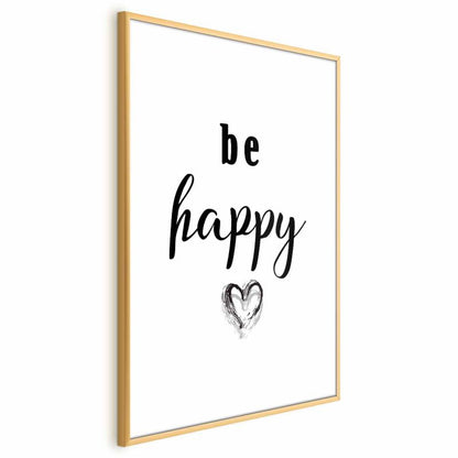 Artgeist plakat Be happy 60 x 90 cm med guldramme, 1 stk