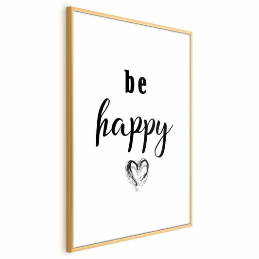 Artgeist plakat Be happy 60 x 90 cm med guldramme, 1 stk
