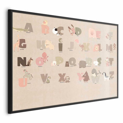 Artgeist plakat Beige alfabet 60 x 40 cm med sort ramme, 1 stk