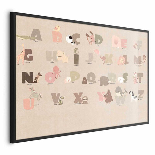 Artgeist plakat Beige alfabet 60 x 40 cm med sort ramme, 1 stk