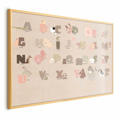 Artgeist plakat Beige alfabet 60 x 40 cm med guldramme, 1 stk