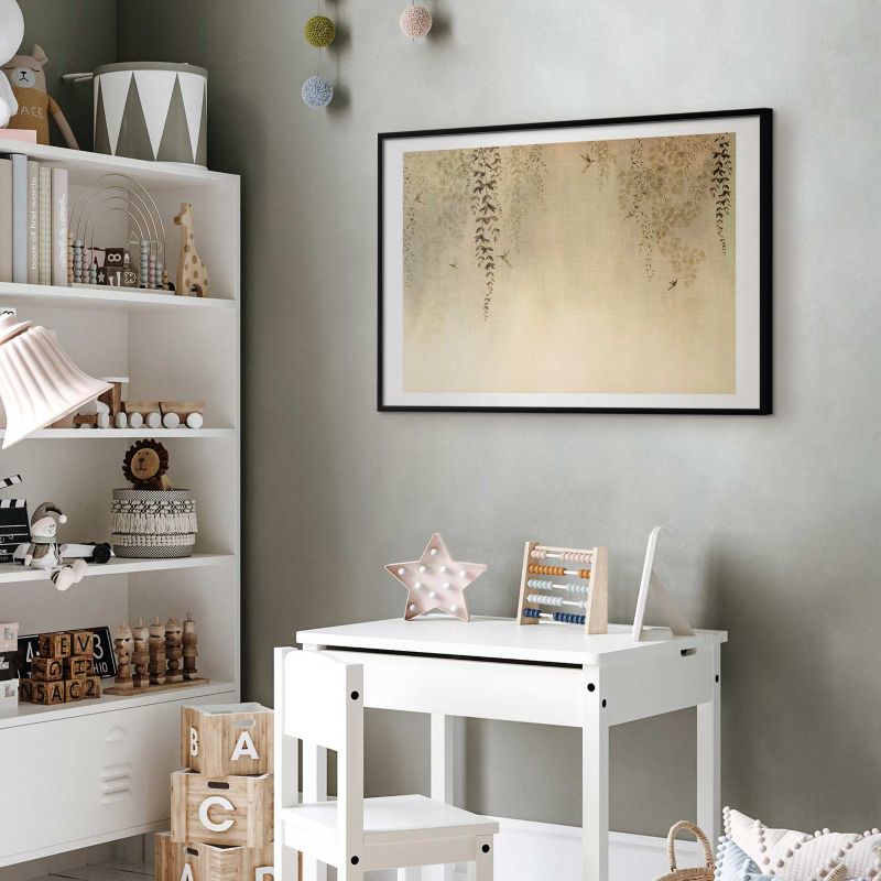 Artgeist plakat Beige kolibrier 30x21 cm med sort ramme, 1 stk