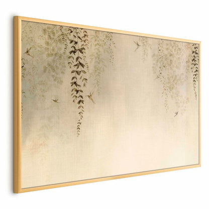 Plakat Artgeist Beige kolibrier 60x40 cm med gyldent ramme, 1 stk