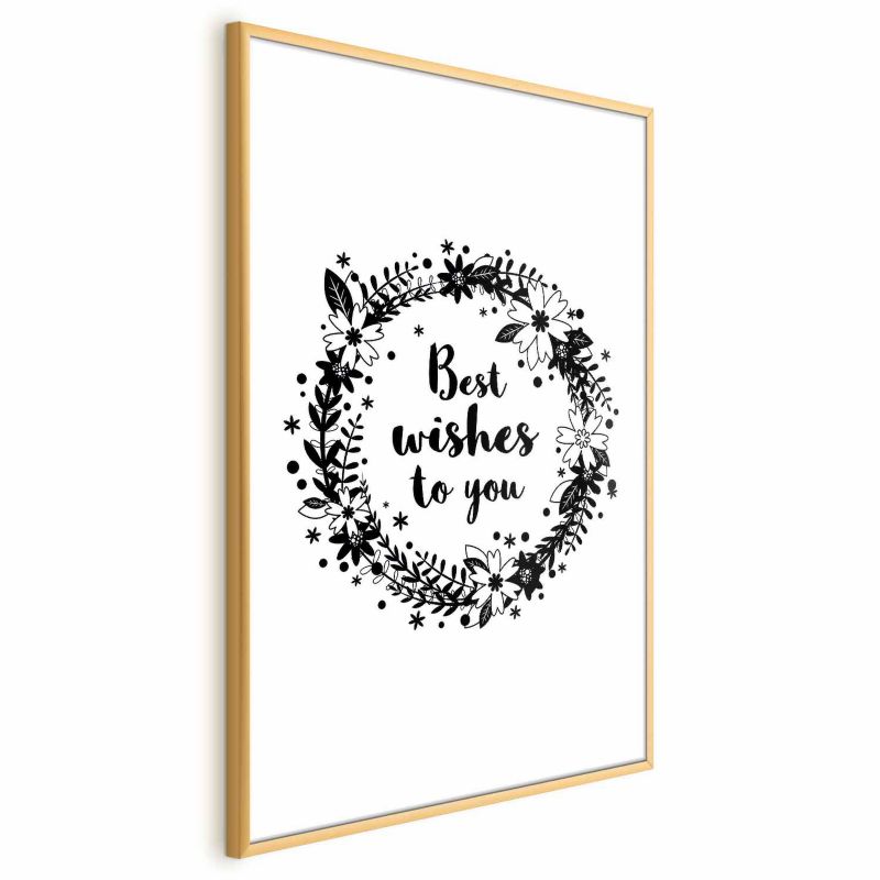 Artgeist Best wishes plakat 21x30 cm med guldramme, 1 stk