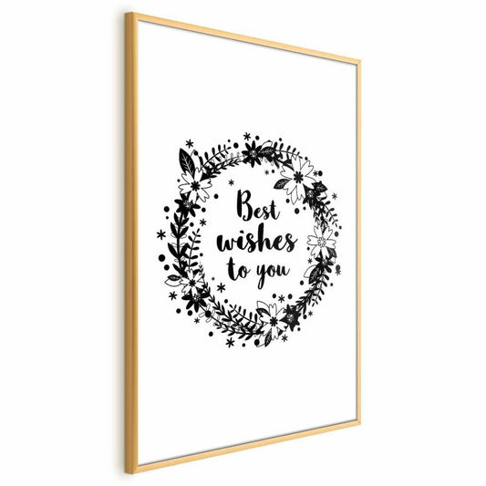 Artgeist Best wishes plakat 21x30 cm med guldramme, 1 stk