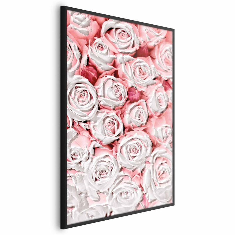 Artgeist plakat hvide roser 40x60 cm med sort ramme, 1 stk