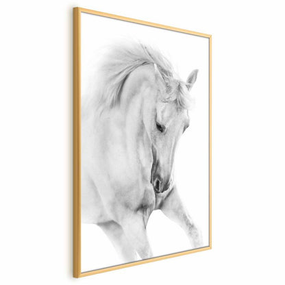 Artgeist plakat hvid hest 21x30 cm med guldramme 1 stk
