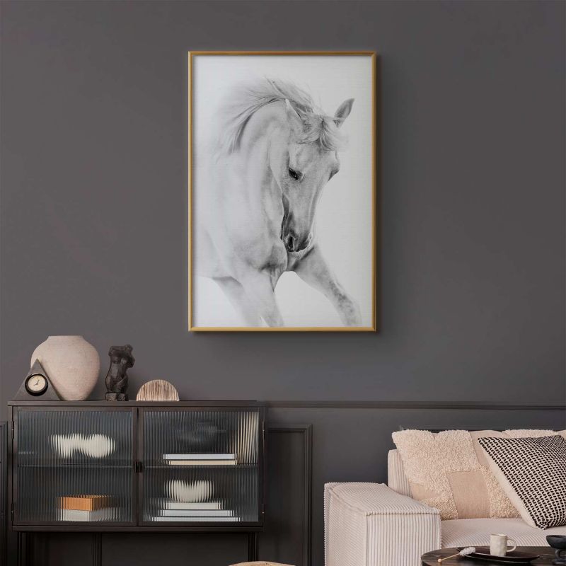 Artgeist plakat hvid hest 21x30 cm med guldramme 1 stk