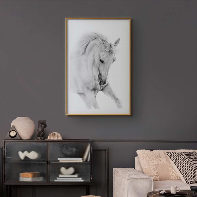 Artgeist plakat hvid hest 21x30 cm med guldramme 1 stk