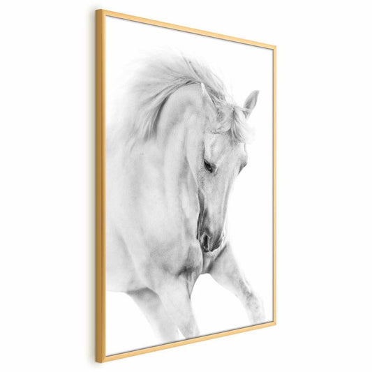 Artgeist plakat Hvid hest 40x60 cm med guldramme 1 stk