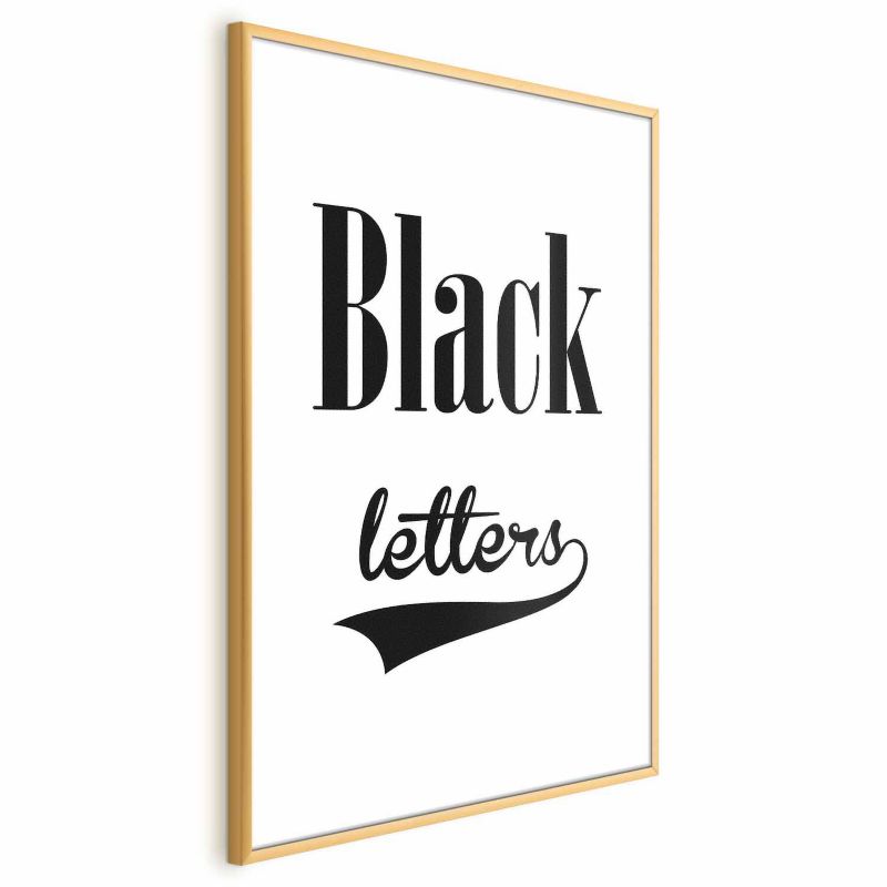 Plakat Artgeist Black letters 21x30 cm med guldramme, 1 stk